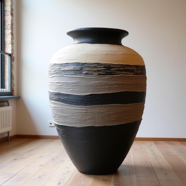 Sehr große, dekorative Bodenvase mit rauer, geformter Oberfläche